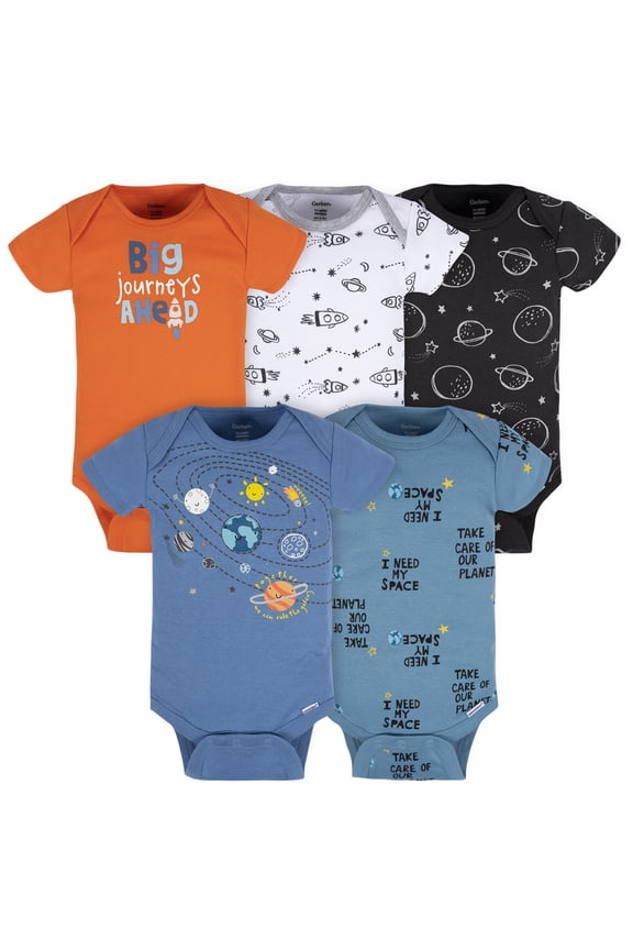 Baby Boy Short Sleeve Onesies Bodysuits, 5-Pack (Newborn - 12 Months)