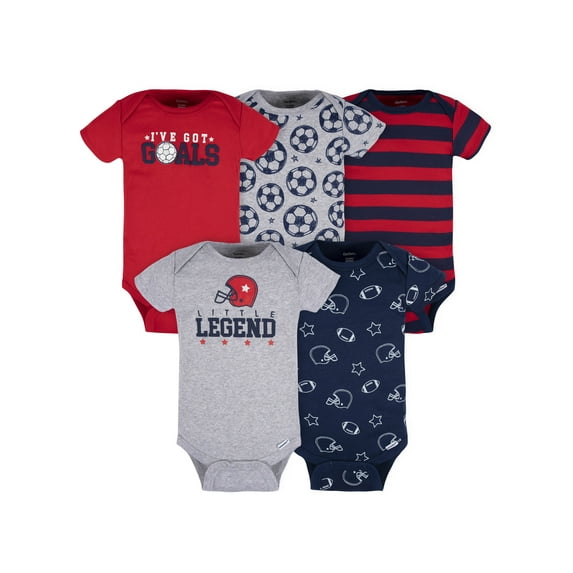 Gerber Baby Boy Short Sleeve Onesies Bodysuits, 5-Pack (Newborn - 12 Months)