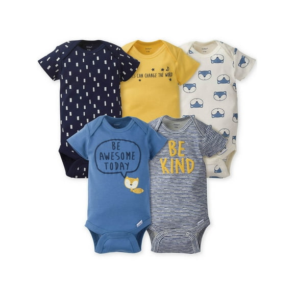 Gerber Baby Boy Short Sleeve Onesies Bodysuits, 5-Pack
