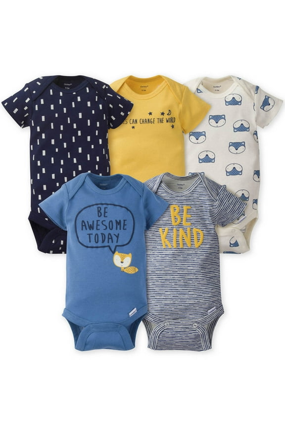Baby Boy Short Sleeve Onesies Bodysuits, 5-Pack