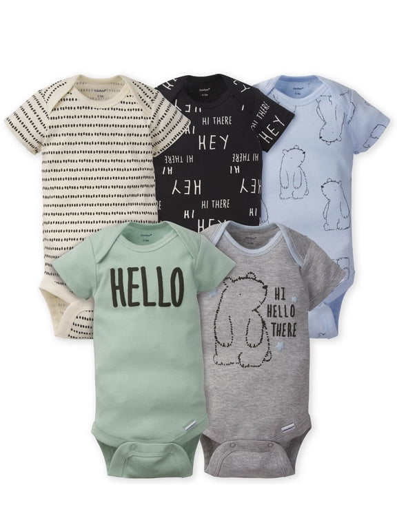 Baby Boy Short Sleeve Onesies Bodysuits, 5-Pack