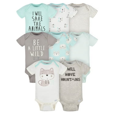 Gerber Baby Boy Short Sleeves Onesies Bodysuits, 8-Pack, Sizes Newborn-12M