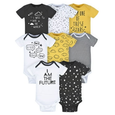 Gerber Baby Boy Short Sleeves Onesies Bodysuits, 8-Pack, Sizes Newborn-12M
