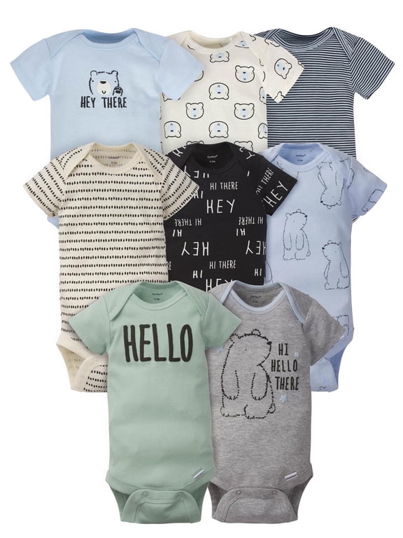 Baby Boy Short Sleeves Onesies Bodysuits, 8-Pack, Sizes Newborn-12M