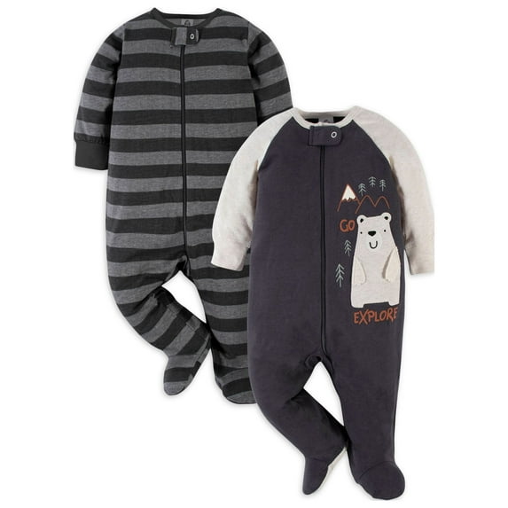 Gerber Baby Boy Sleep 'N Play Footed Pajamas, 2-Pack, Newborn-3/6 Months