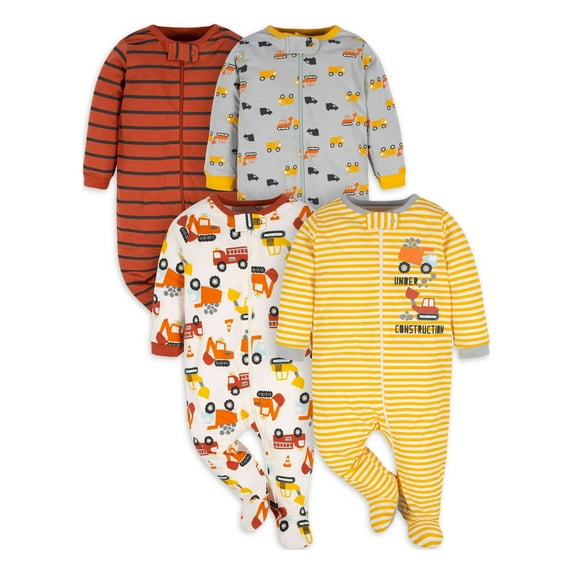 Gerber Baby Boy Sleep 'n Play Footed Pajamas, 4-Pack