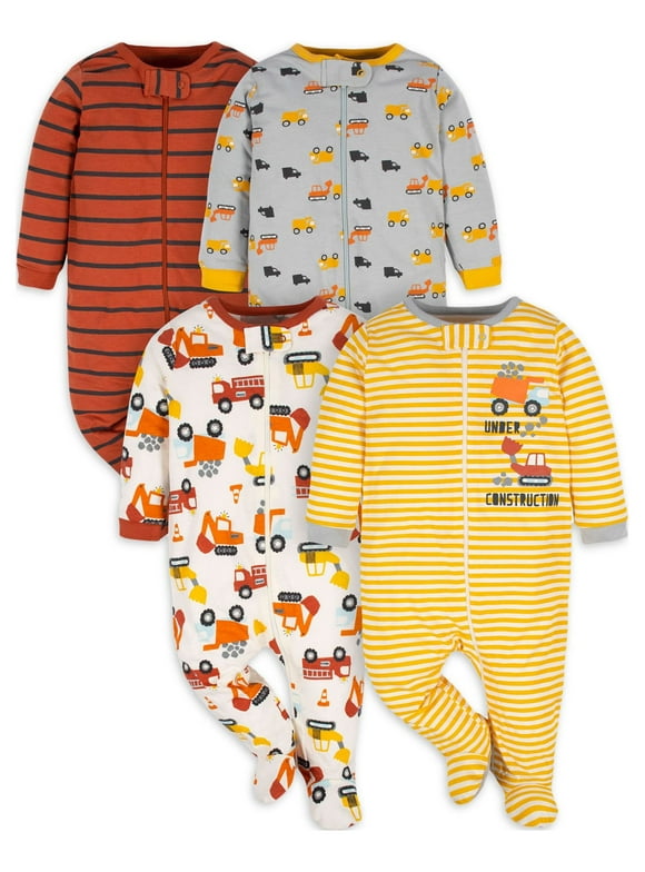 Gerber Baby Boy Sleep 'n Play Footed Pajamas, 4-Pack