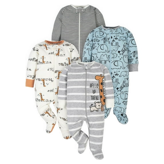 Gerber Baby Boy Sleep 'n Play Footed Pajamas, 4-Pack