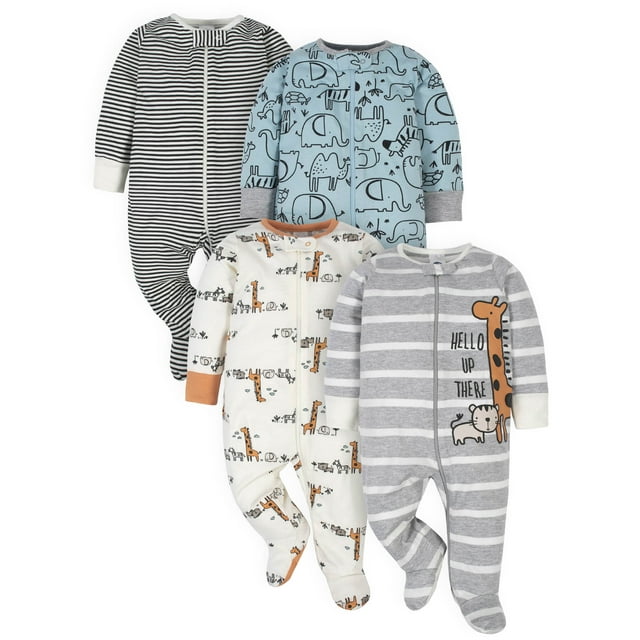 Gerber Baby Boy Sleep 'n Play Footed Pajamas, 4Pack