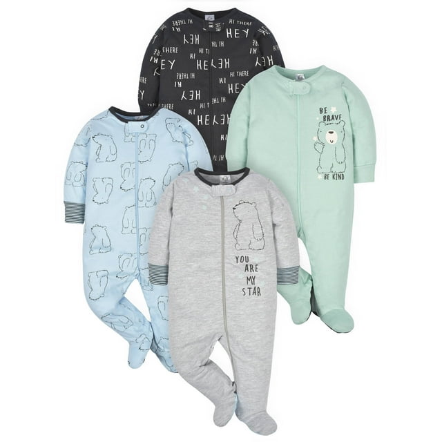 Gerber Baby Boy Sleep 'n Play Footed Pajamas, 4Pack