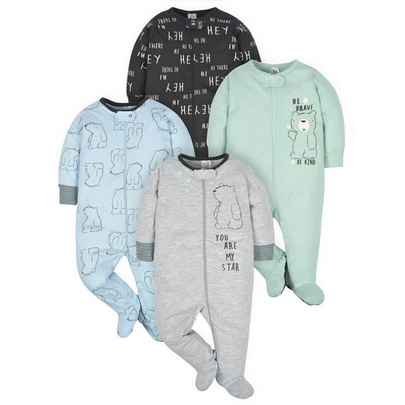 Gerber Baby Boy Sleep 'n Play Footed Pajamas, 4-Pack