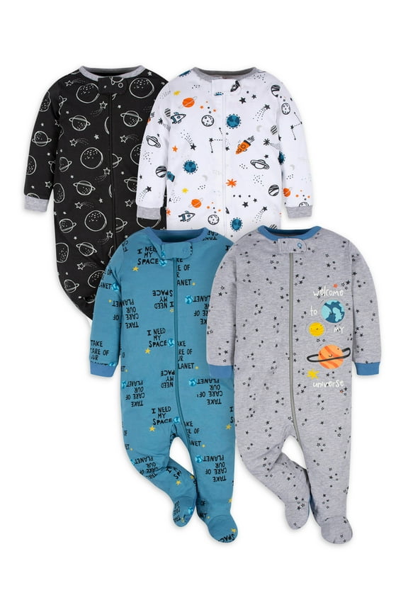 Baby Boy Sleep 'n Play Footed Pajamas, 4-Pack