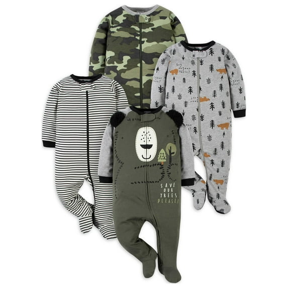 Gerber Baby Boy Sleep 'n Play Footed Pajamas, 4-Pack