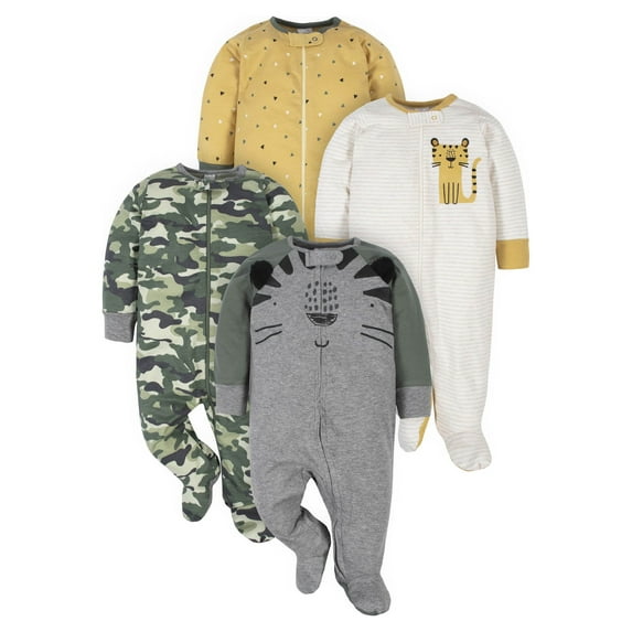 Gerber Baby Boy Sleep 'n Play Footed Pajamas, 4-Pack