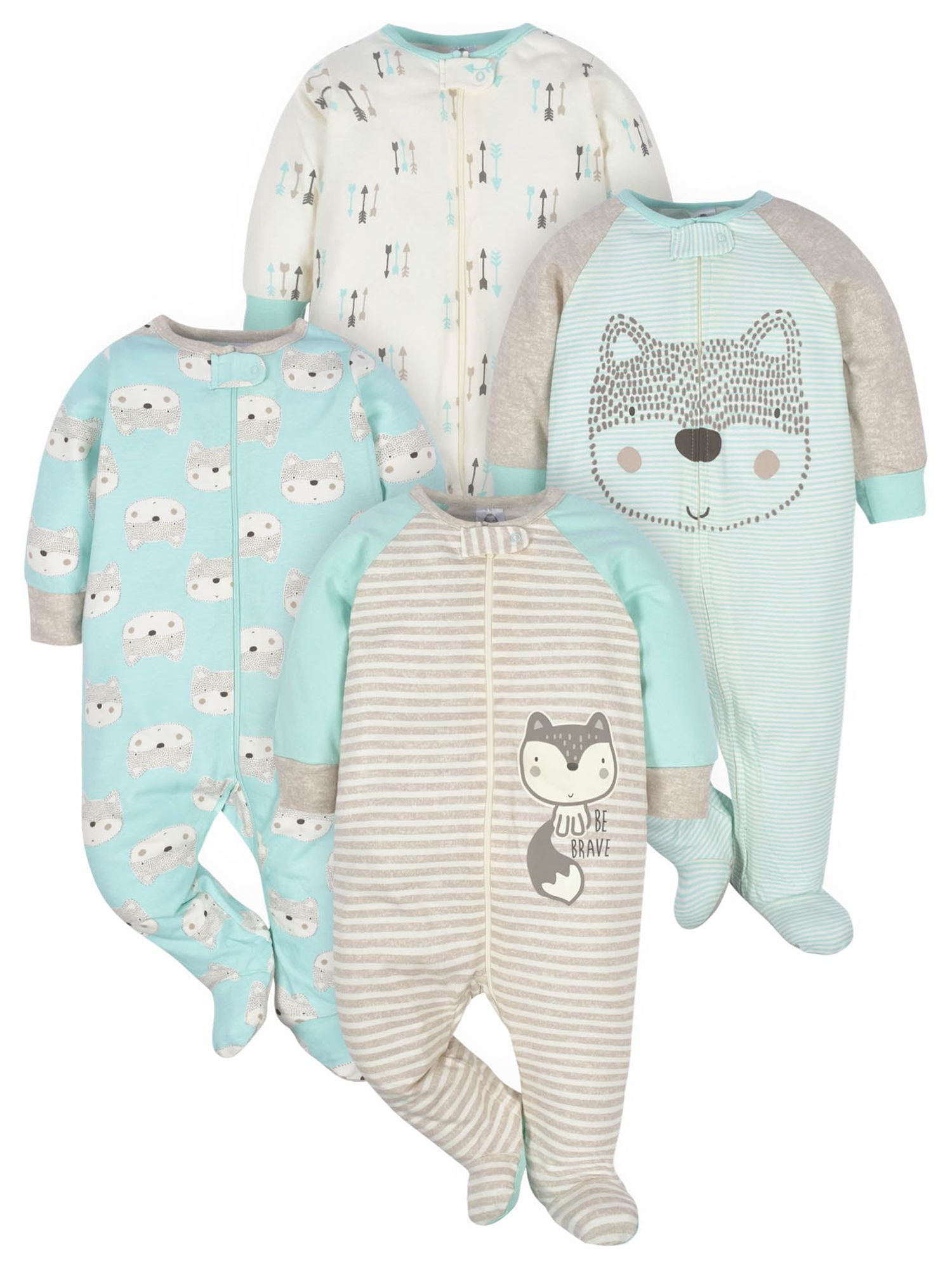 Gerber Baby Boy Sleep 'n Play Footed Pajamas, 4-Pack