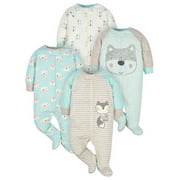 Gerber Baby Boy Sleep 'n Play Footed Pajamas, 4-Pack