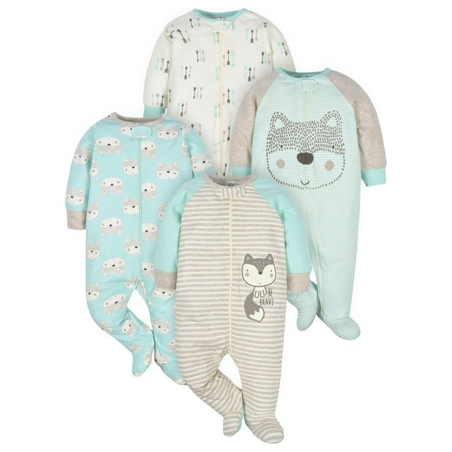 Gerber Baby Boy Sleep 'n Play Footed Pajamas, 4Pack
