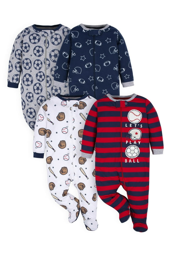 Baby Boy Sleep 'n Play Footed Pajamas, 4-Pack