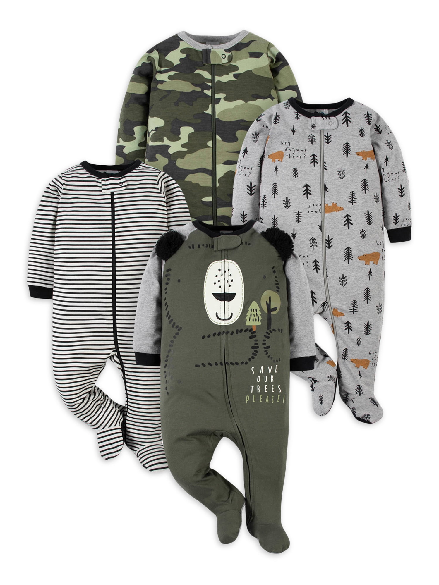 Gerber Baby Boy Sleep 'n Play Footed Pajamas, 4Pack