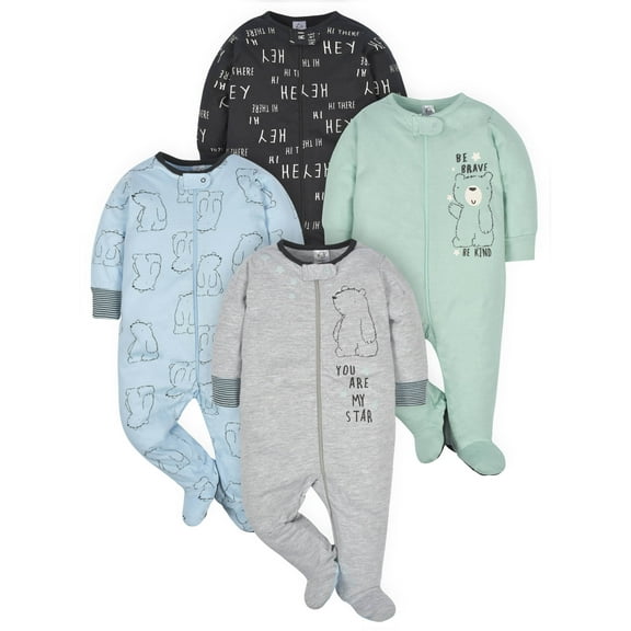 Gerber Baby Boy Sleep 'n Play Footed Pajamas, 4-Pack