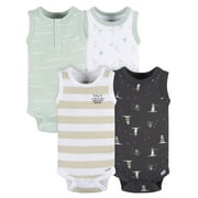 Gerber Baby Boy Sleeveless Bodysuits, 4-Pack, Sizes Newborn - 24 Months