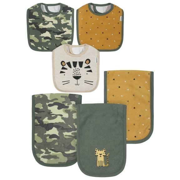 GerberĀ® Baby Boy Terry Bibs and Burps Shower Gift Set, 6-Piece