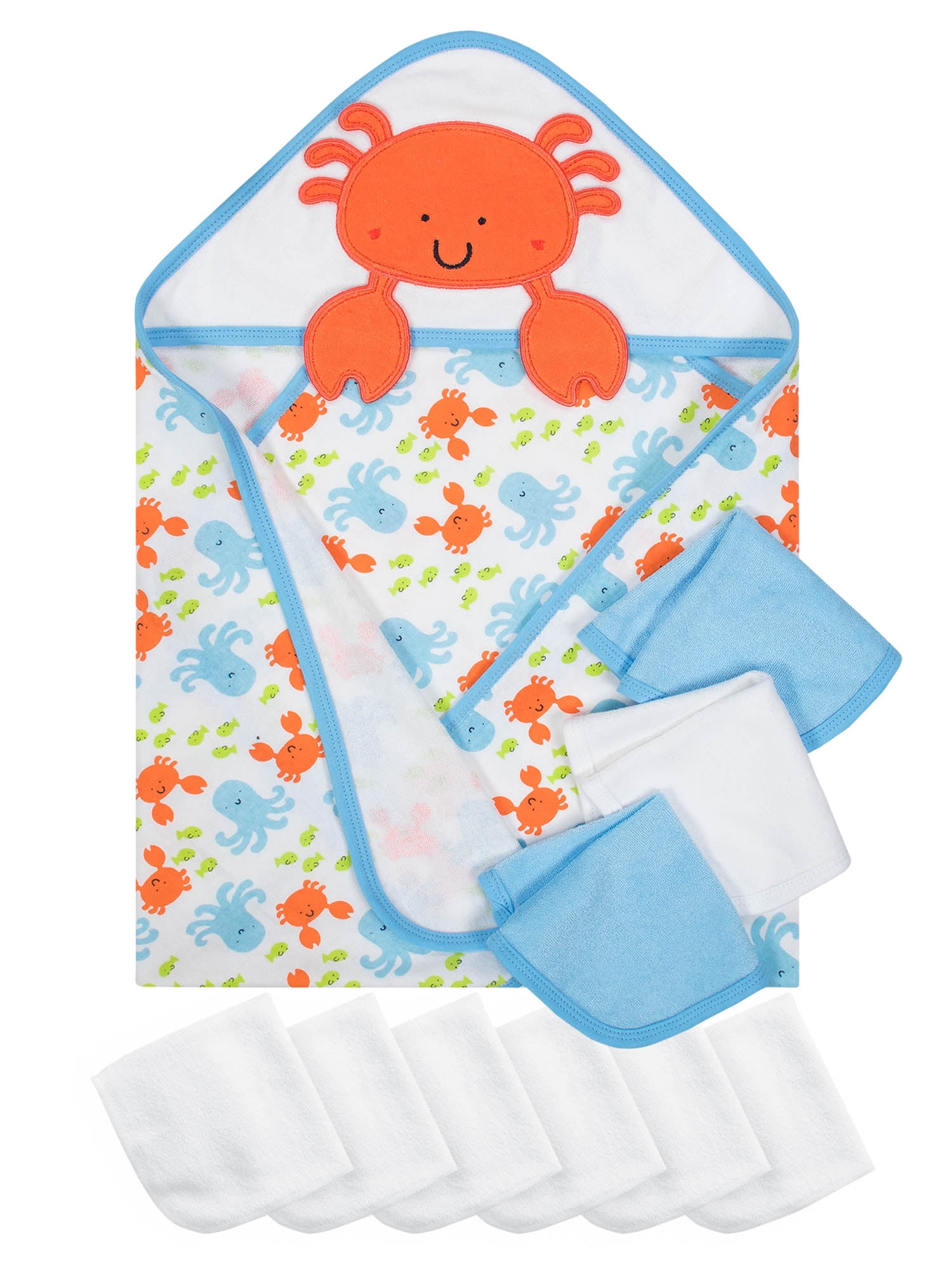 Gerber Baby Boy Terry Hooded Towel and Washcloth Set, 10pc