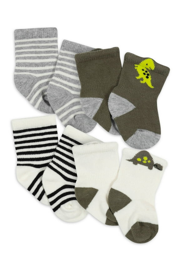 Baby Boy Wiggle Proof Socks, 4-Pack, (Newborn - 0/6M)
