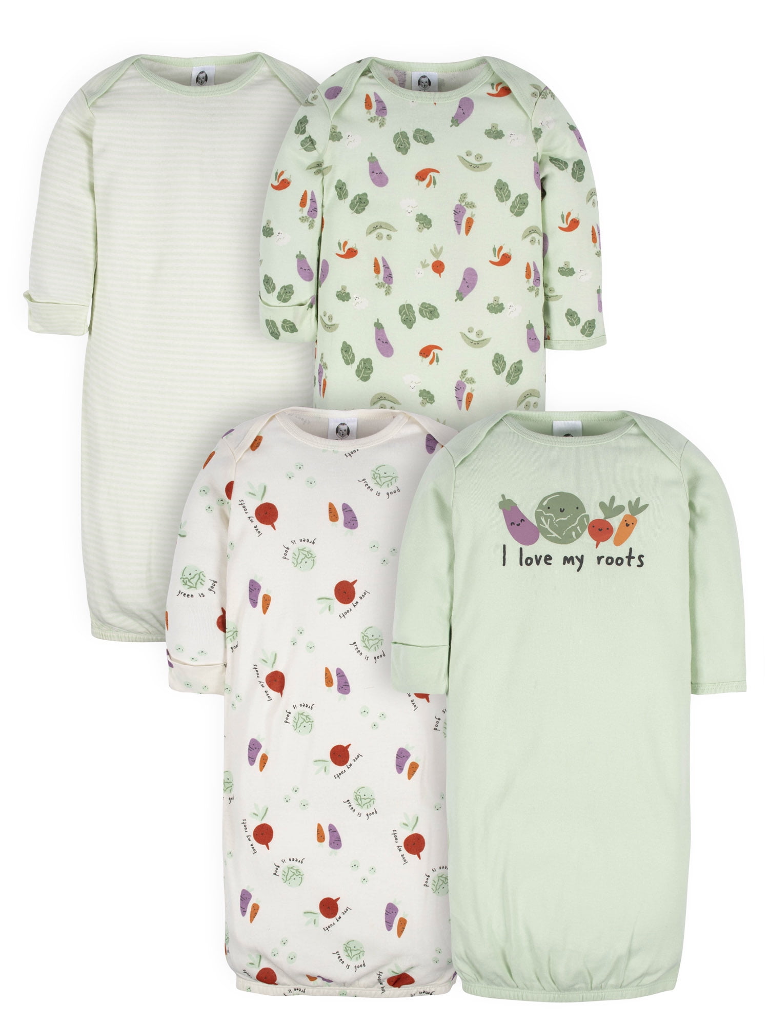 Gerber Newborn Infant Sleeper Gowns Mitten Cuffs 4 Pack Gender Neutral Long Sleeve Preemie 0 6 Months Walmart