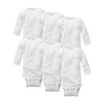 Gerber Baby Boy or Girl Gender Neutral Long Sleeve White Onesies Bodysuits, 6-Pack (Preemie-24 M)