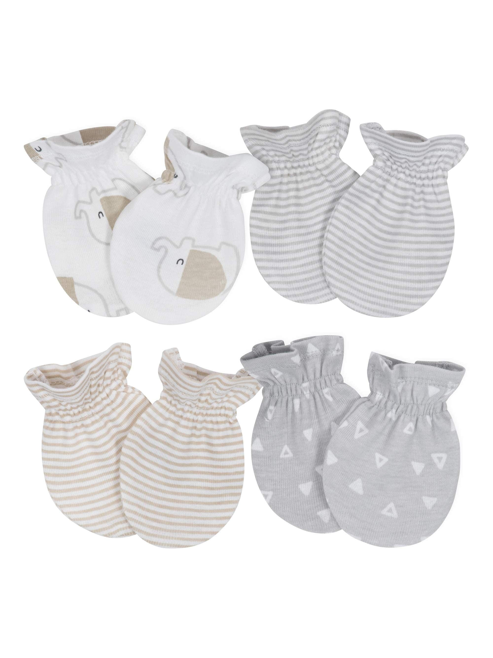 Gerber Baby Boy or Girl Gender Neutral Mitten Set, 4Pack
