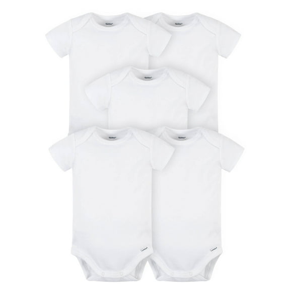 Gerber Baby Boy or Girl Gender Neutral Onesies Brand Premium Cotton Interlock Bodysuits, 5-Pack