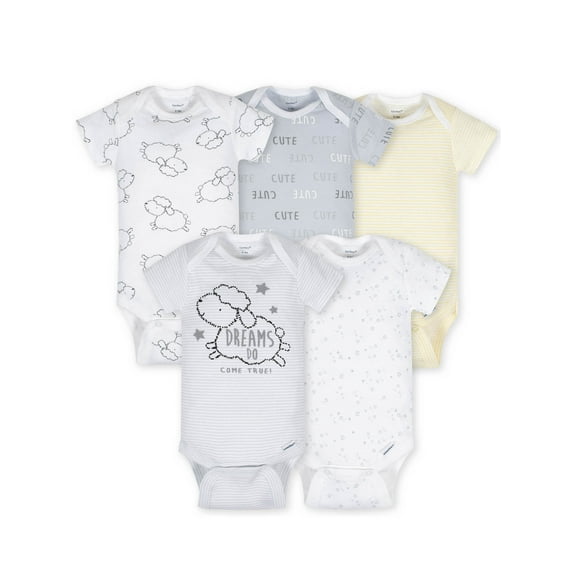 Gerber Baby Boy or Girl Gender Neutral Onesies Short Sleeve Bodysuits, 5-Pack