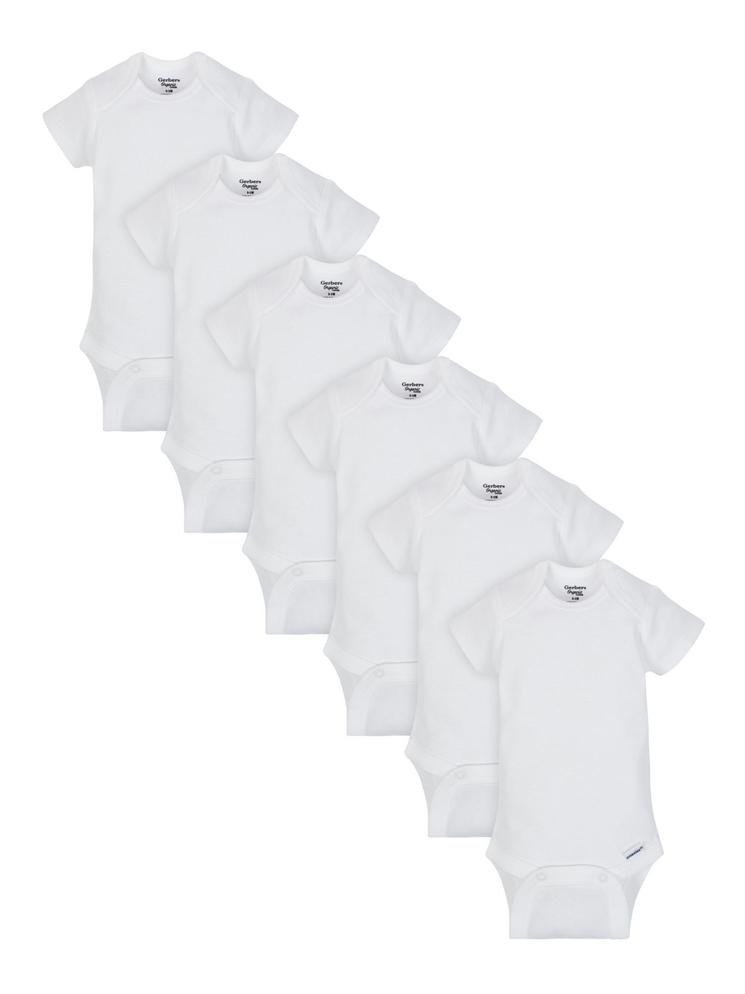 Gerber Baby Boy or Girl Gender Neutral Organic White Onesies Short Sleeve Bodysuits, 6-Pack - image 1 of 13