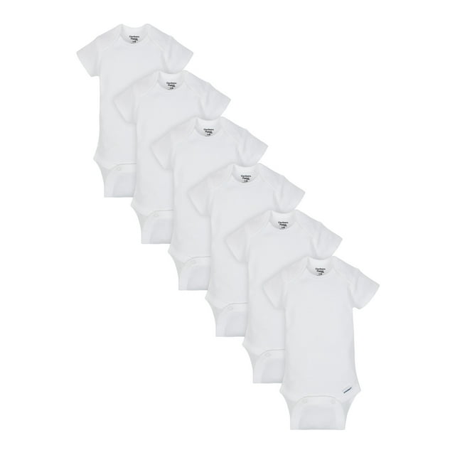 Gerber Baby Boy or Girl Gender Neutral Organic White Onesies Short Sleeve Bodysuits, 6-Pack