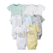 Gerber Baby Boy or Girl Gender Neutral Short Sleeves Onesies Bodysuits, 8-Pack (Newborn - 12 Months)