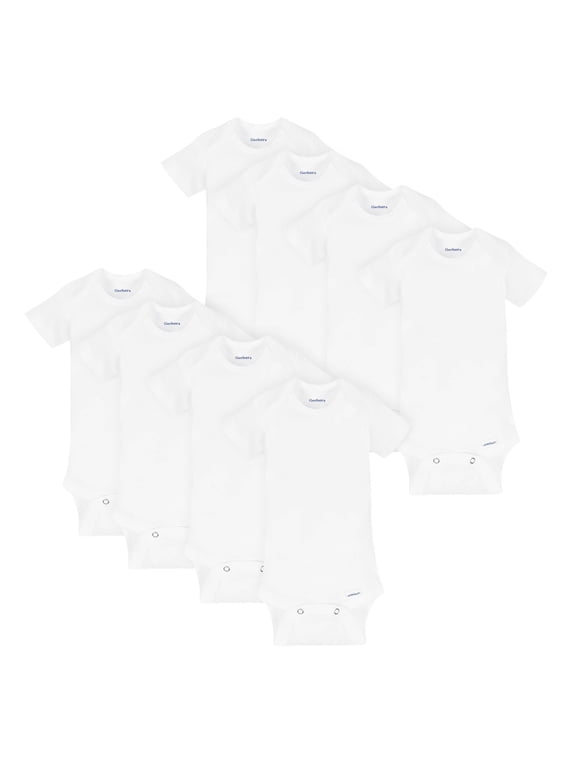 Baby Boy or Girl Gender Neutral Short Sleeves Onesies Bodysuits, 8-Pack, Sizes Newborn - 24M