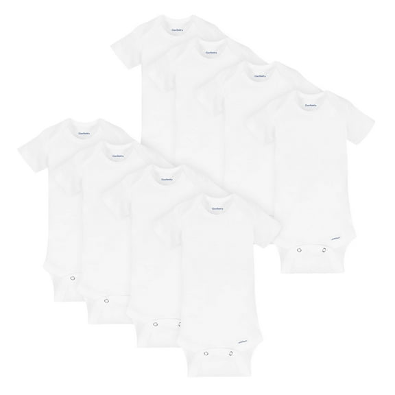 Gerber Baby Boy or Girl Gender Neutral Short Sleeves Onesies Bodysuits, 8-Pack, Sizes Newborn - 24M