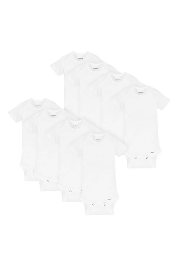 Baby Boy or Girl Gender Neutral Short Sleeves Onesies Bodysuits, 8-Pack, Sizes Newborn - 24M