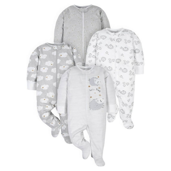 Gerber Baby Boy or Girl Gender Neutral Sleep 'n Play Footed Pajamas, 4-Pack