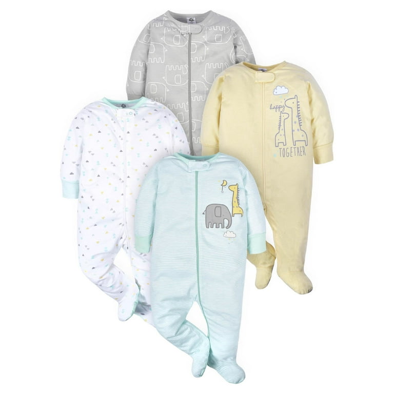Gerber Baby Boy or Girl Gender Neutral Sleep n Play Footed Pajamas 4 Pack