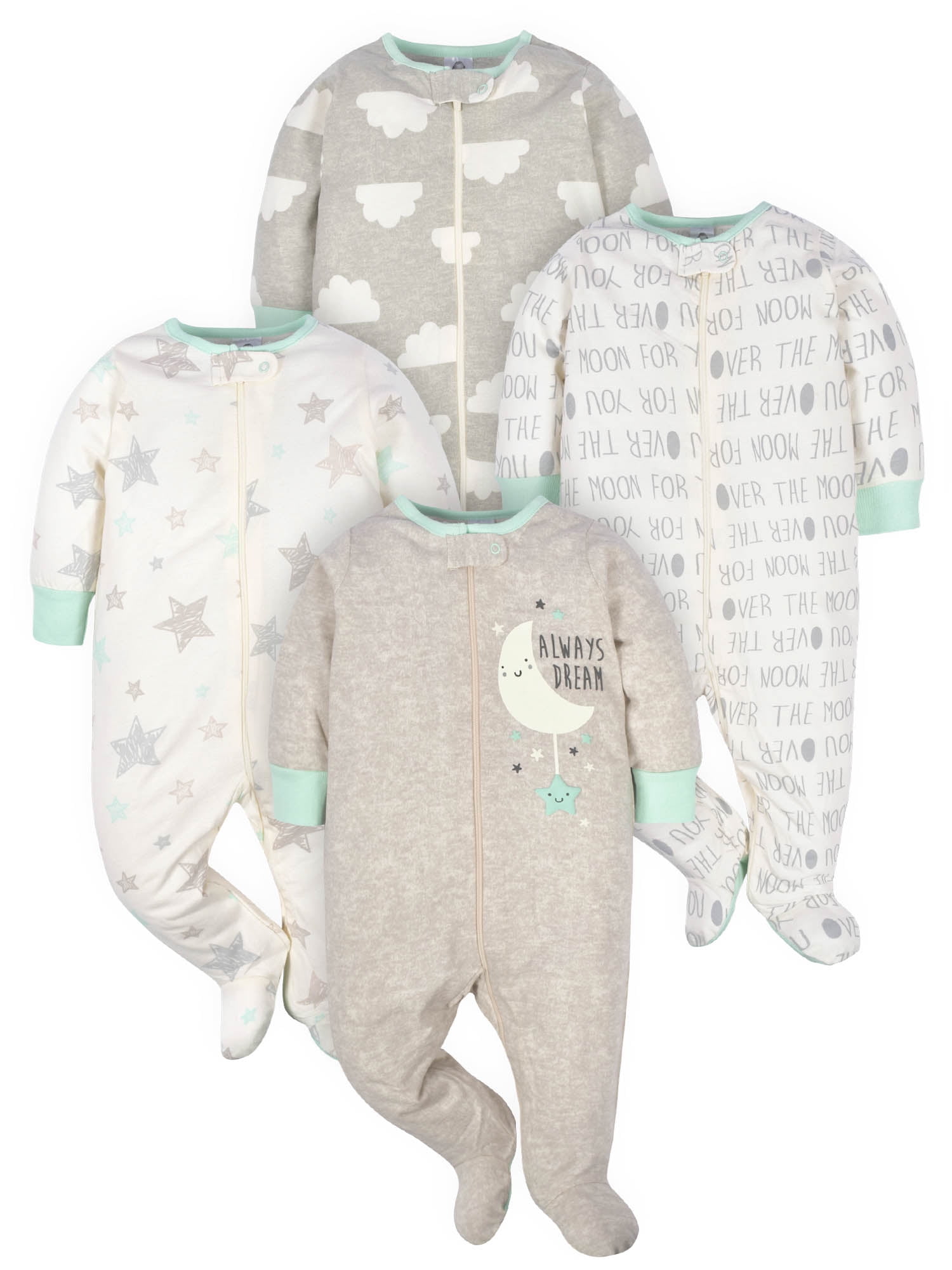 Gerber Pacote com 4 pés para bebês meninos Sleep 'N Play, Dinossauro Gerber Pacote com 4 pés para bebês meninos Sleep 'N Play, Dinossauro