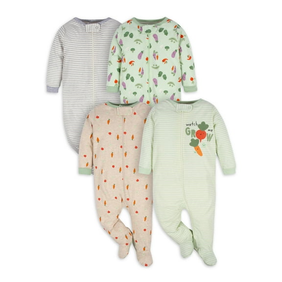 Gerber Baby Boy or Girl Gender Neutral Sleep 'n Play Footed Pajamas, 4-Pack