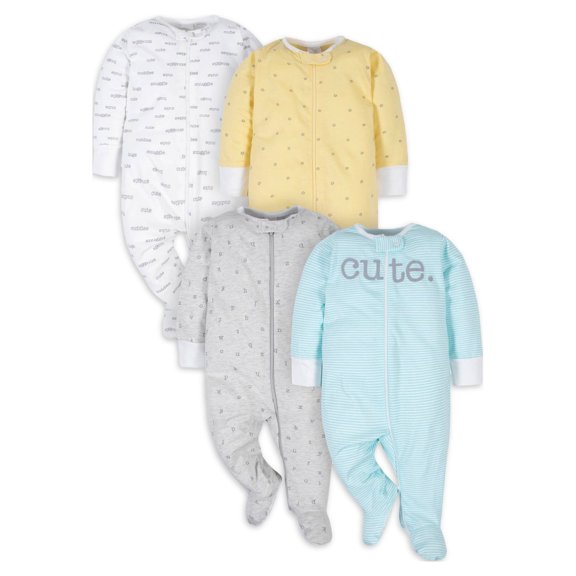 Gerber Baby Boy or Girl Gender Neutral Sleep 'n Play Footed Pajamas, 4-Pack