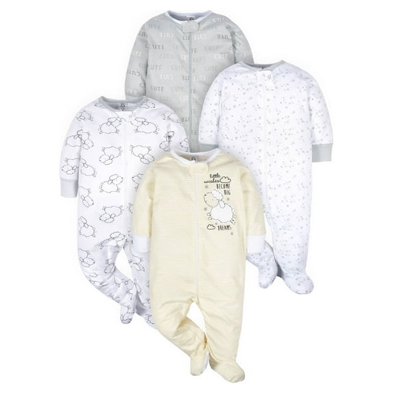 Gerber Baby Boy or Girl Gender Neutral Sleep 'n Play Footed Pajamas, 4-Pack