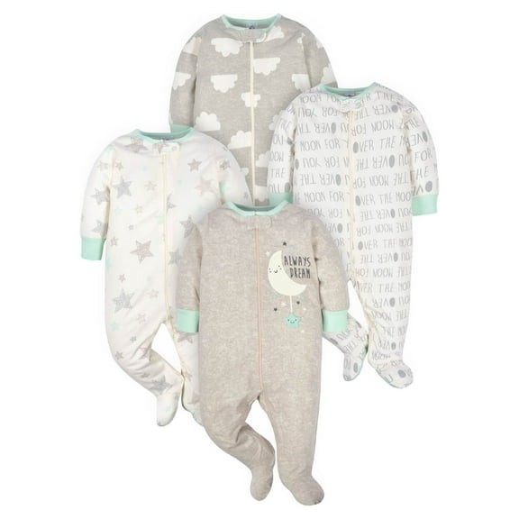 Gerber Baby Boy or Girl Gender Neutral Sleep 'n Play Footed Pajamas, 4-Pack