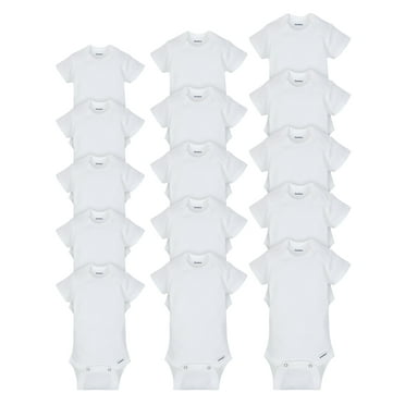 Gerber Baby Boy or Girl Gender Neutral White Onesies Short Sleeve Onesies Bodysuits Grow-With-Me Bundle, 15-Pack
