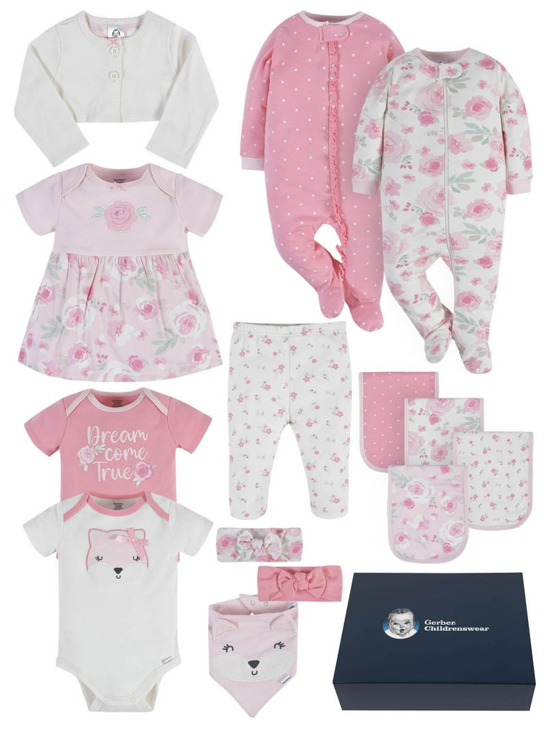 Gerber Baby Boy or Girl Unisex Clothes Outfit Set with Gift Box, 14-Piece  (Newborn-3/6 Months) - Walmart.com, image size:800x1067