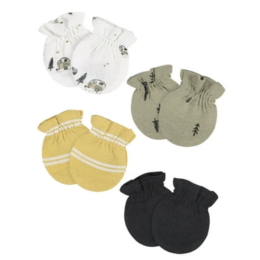 Gerber Baby Boy or Girl Unisex Mittens, 4-Pack, Sizes 0-3 Months