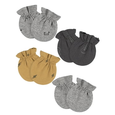 Gerber Baby Boy or Girl Unisex Mittens, 4-Pack, Sizes 0-3 Months